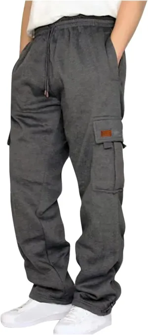 GOFULY Men Cargo Pants with Pockets Stretch Drawstring Elastic Waist Sweatpants Tall Regular Fit Pants Tall Joggers Trousers