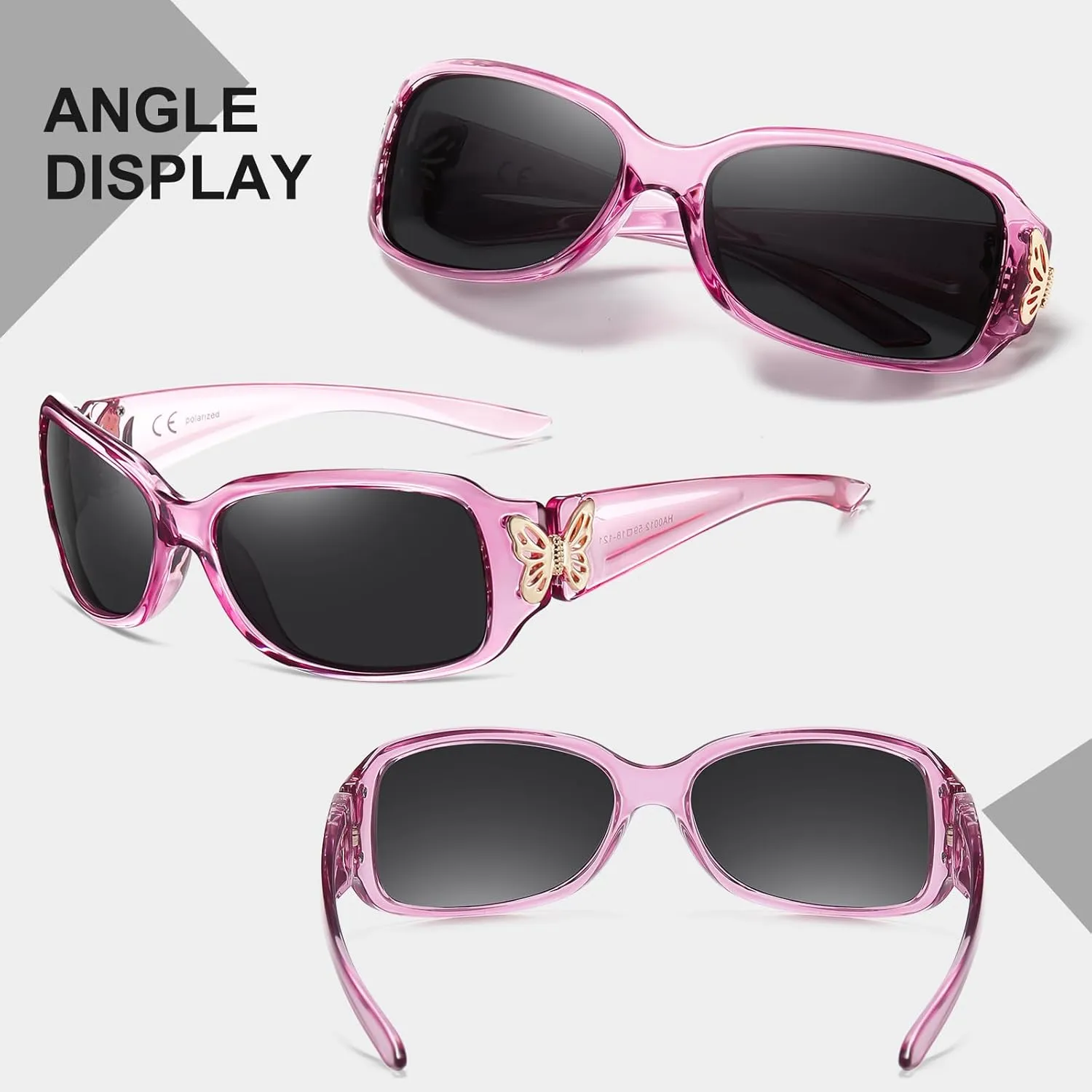 HAOLOTA Women's Polarized Sunglasses - Fashionable Wraparound Butterfly Design with UV400 Protection