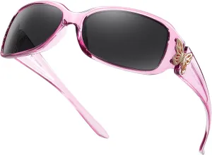 HAOLOTA Women's Polarized Sunglasses - Fashionable Wraparound Butterfly Design with UV400 Protection