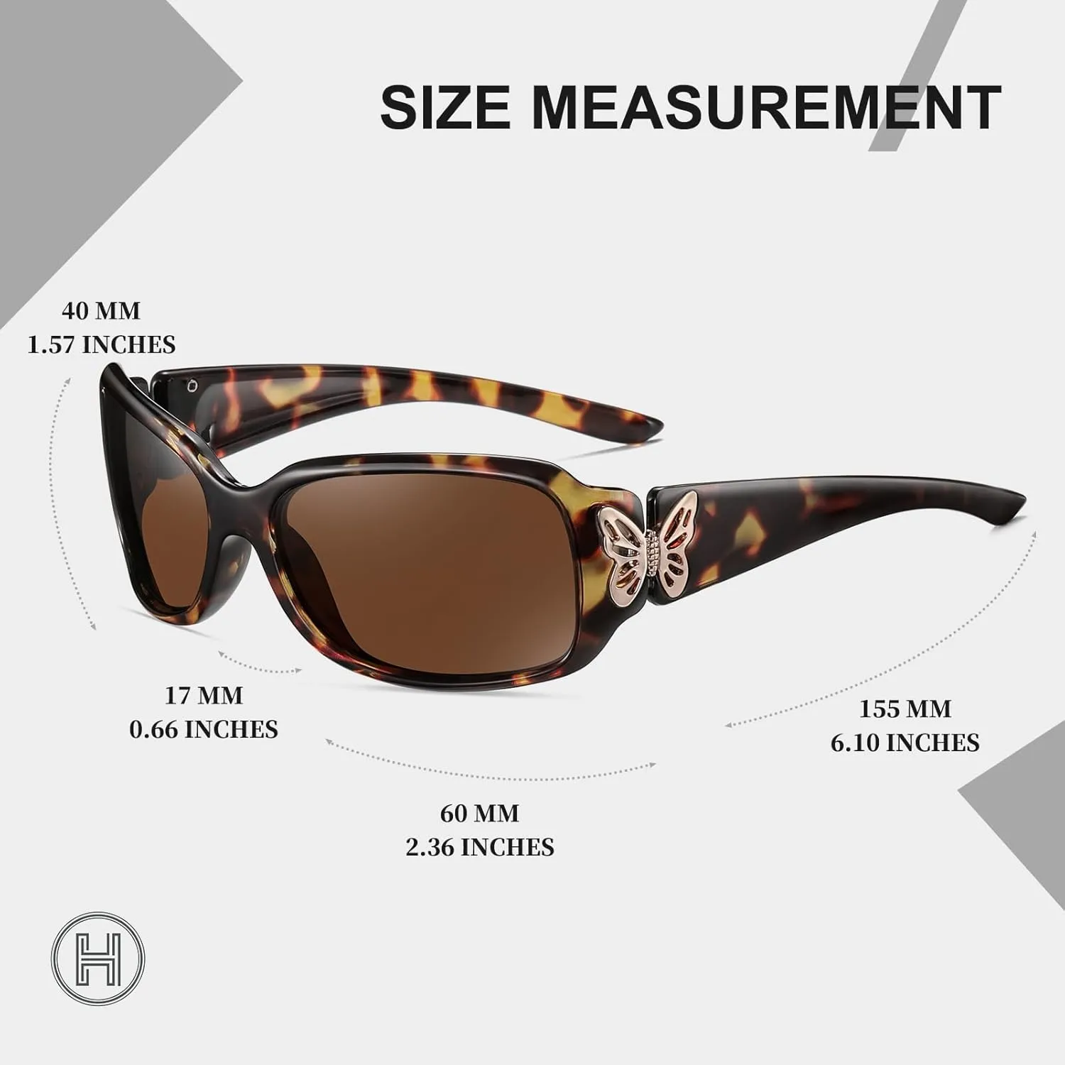 HAOLOTA Women's Polarized Sunglasses - Fashionable Wraparound Butterfly Design with UV400 Protection
