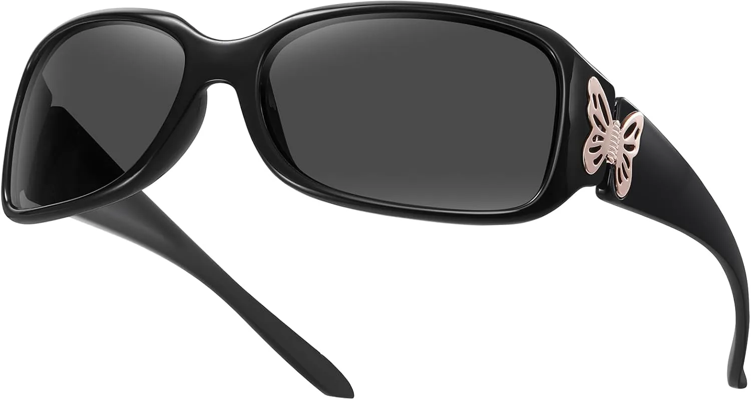 HAOLOTA Women's Polarized Sunglasses - Fashionable Wraparound Butterfly Design with UV400 Protection