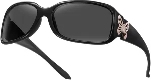HAOLOTA Women's Polarized Sunglasses - Fashionable Wraparound Butterfly Design with UV400 Protection