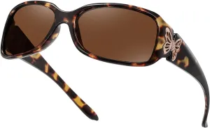HAOLOTA Women's Polarized Sunglasses - Fashionable Wraparound Butterfly Design with UV400 Protection