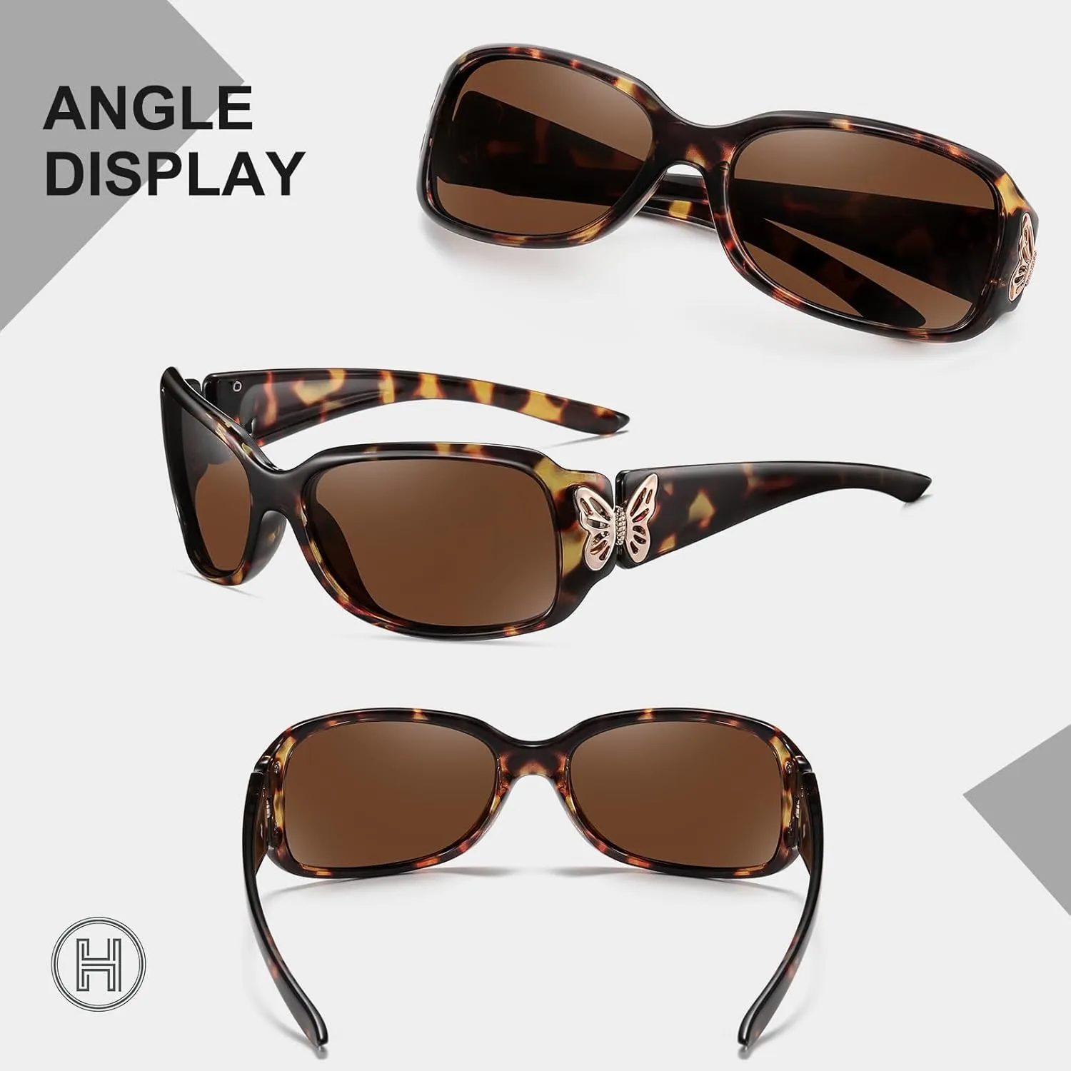 HAOLOTA Women's Polarized Sunglasses - Fashionable Wraparound Butterfly Design with UV400 Protection