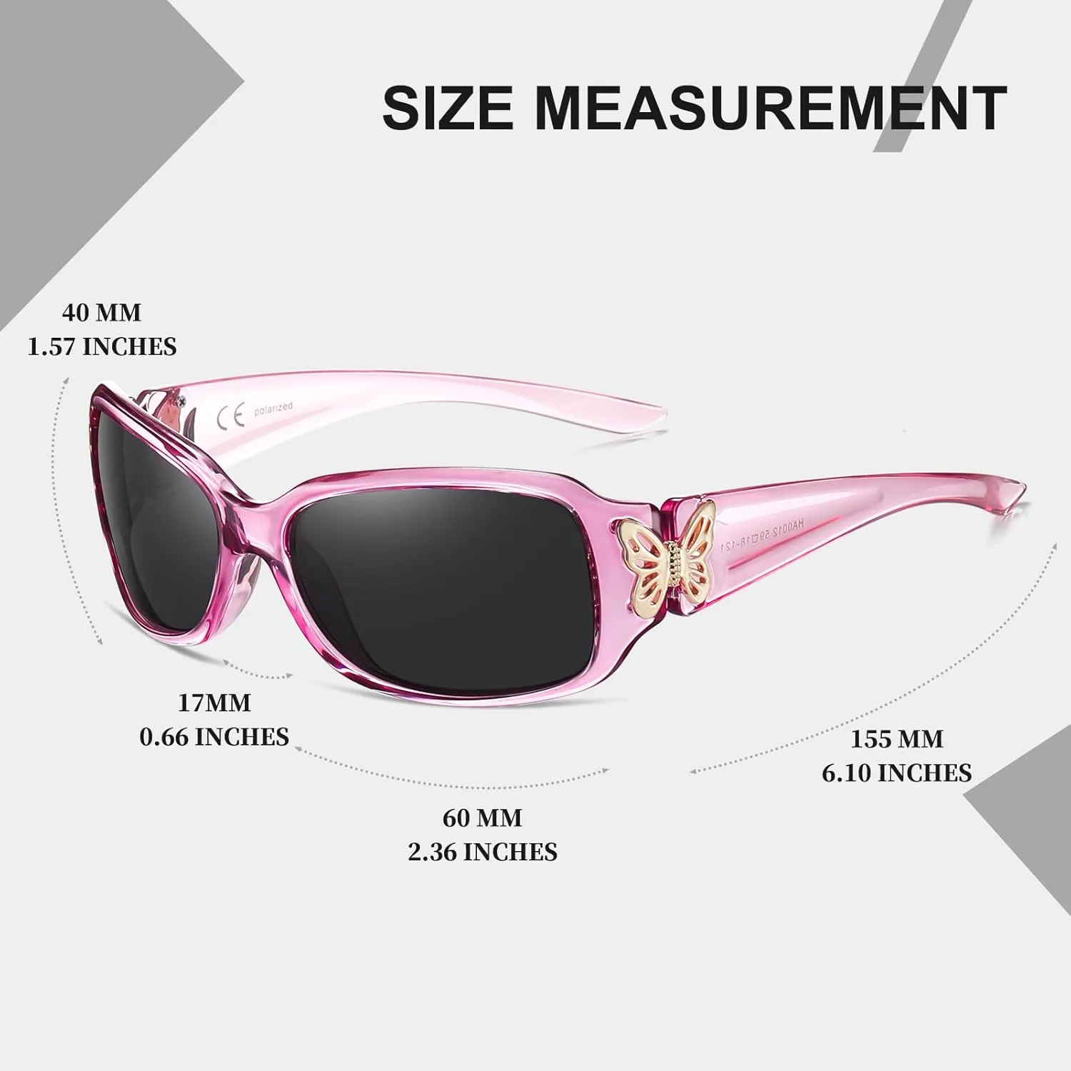HAOLOTA Women's Polarized Sunglasses - Fashionable Wraparound Butterfly Design with UV400 Protection