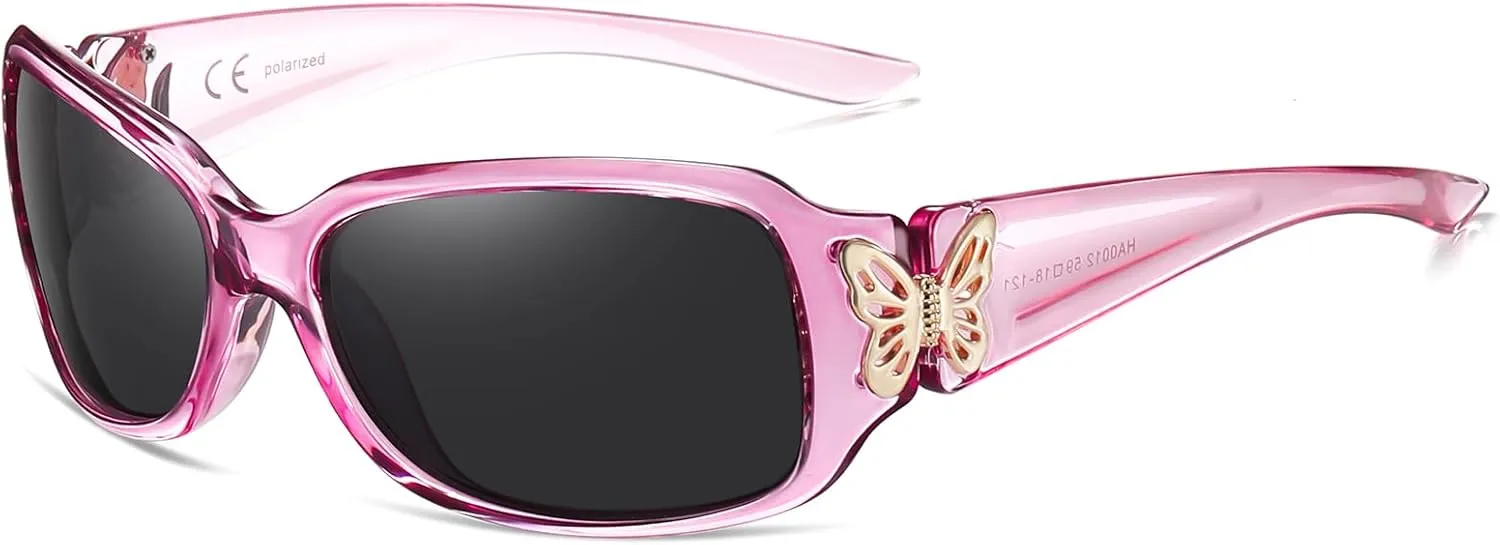 HAOLOTA Women's Polarized Sunglasses - Fashionable Wraparound Butterfly Design with UV400 Protection