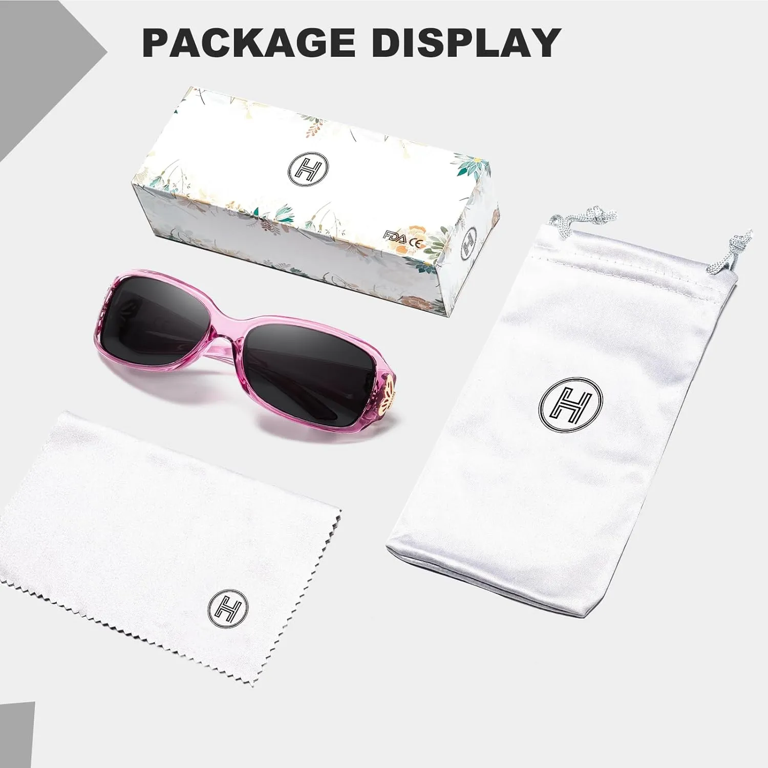 HAOLOTA Women's Polarized Sunglasses - Fashionable Wraparound Butterfly Design with UV400 Protection