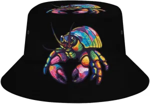 Hermit Crab Water Bucket Hat Lightweight Fishing Hat Wide Brim Sun Protection Cap for Men Women