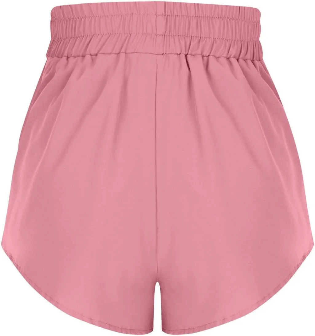 High Waisted Athletic Running Quick Dry Sports Shorts for Women Workout Gym Shorts with Pocket Pants