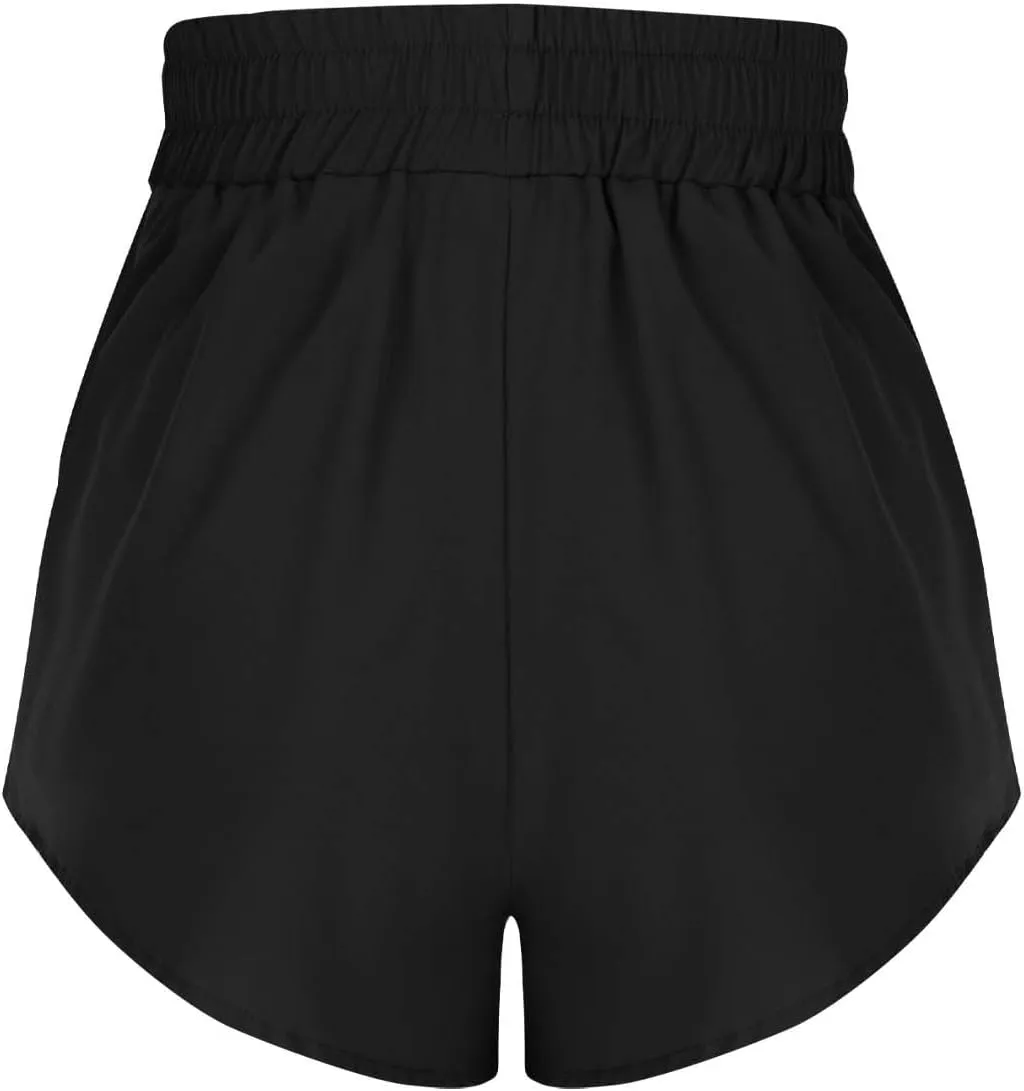 High Waisted Athletic Running Quick Dry Sports Shorts for Women Workout Gym Shorts with Pocket Pants