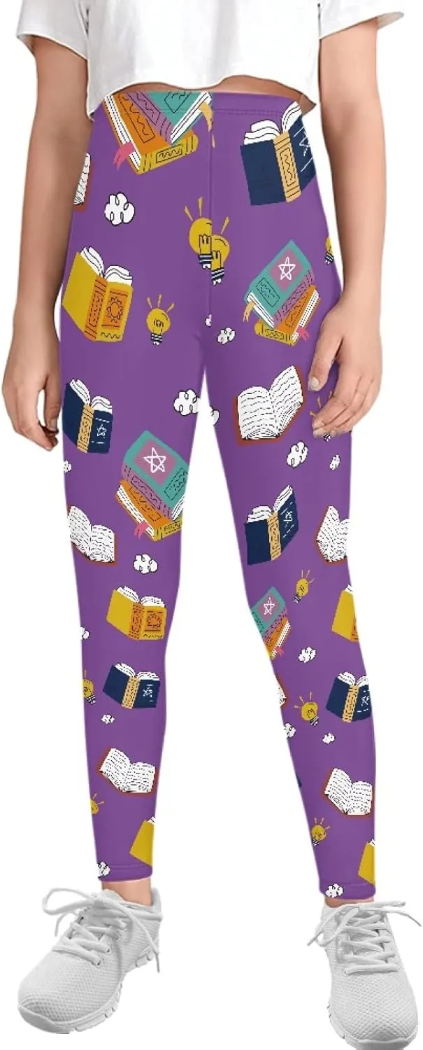 Horeset Music Note-Cat Print Girls Leggings for Kids 4-13 Year Breathable Soft Yoga Pants High Waist Sport Leggings