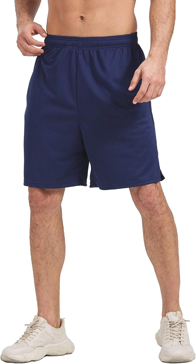 HQUEC Mens Shorts Mesh Gym Lightweight Comfortable 7"/ 5" Basketball Shorts Loose-Fit with Pockets