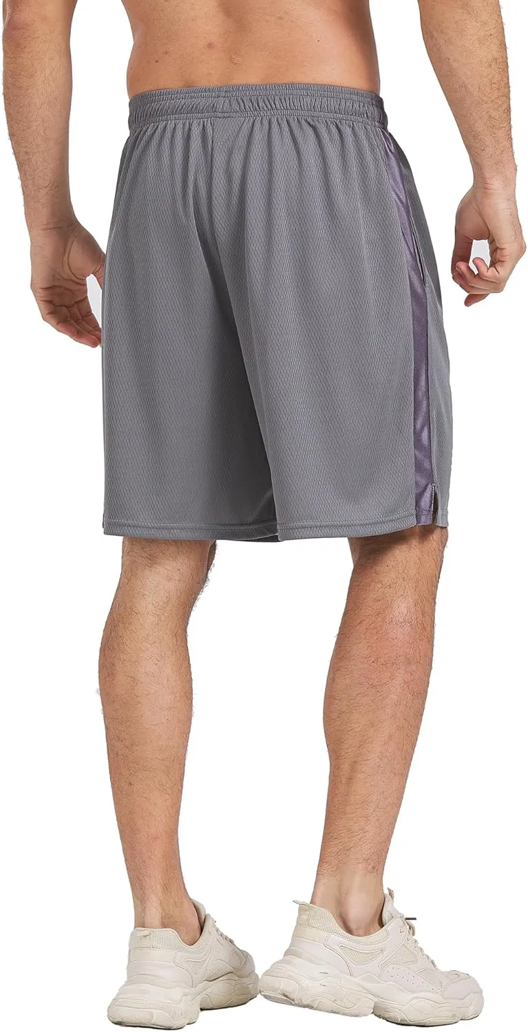 HQUEC Mens Shorts Mesh Gym Lightweight Comfortable 7"/ 5" Basketball Shorts Loose-Fit with Pockets