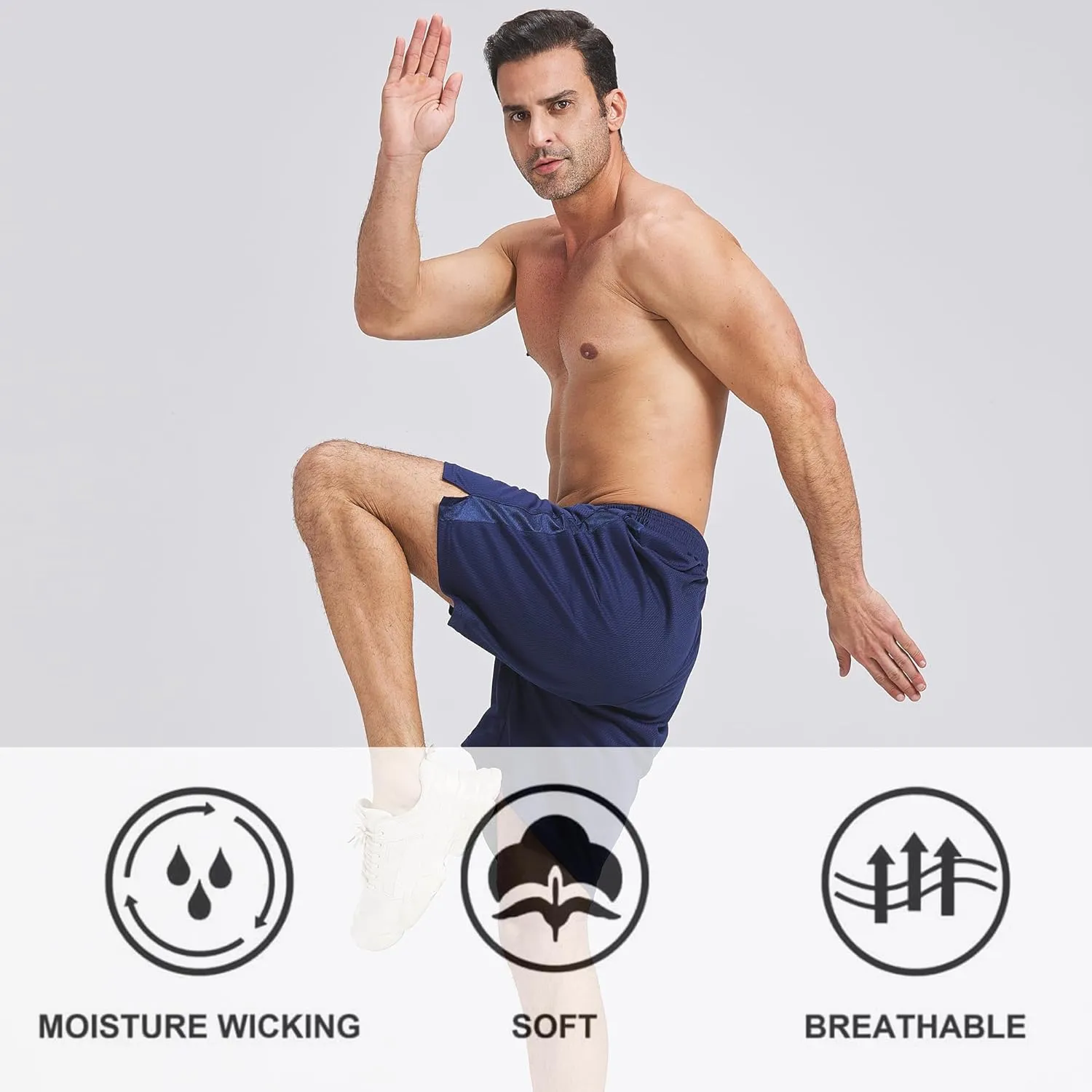 HQUEC Mens Shorts Mesh Gym Lightweight Comfortable 7"/ 5" Basketball Shorts Loose-Fit with Pockets