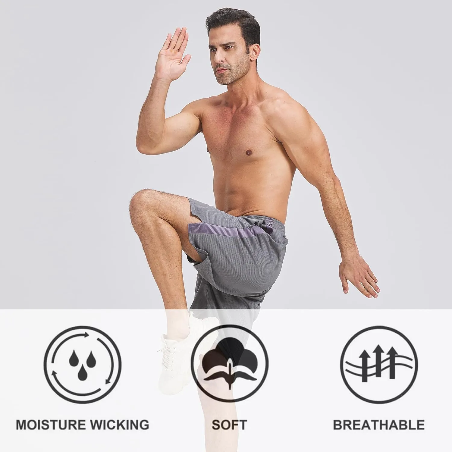 HQUEC Mens Shorts Mesh Gym Lightweight Comfortable 7"/ 5" Basketball Shorts Loose-Fit with Pockets