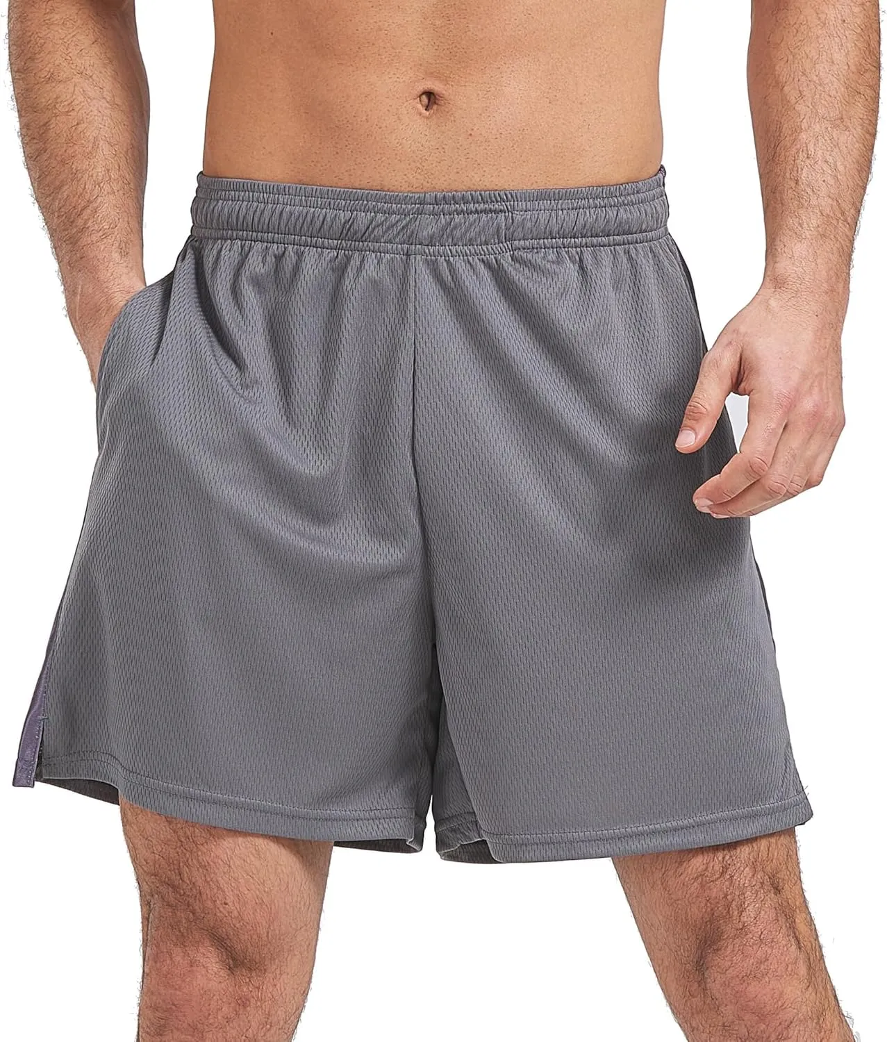 HQUEC Mens Shorts Mesh Gym Lightweight Comfortable 7"/ 5" Basketball Shorts Loose-Fit with Pockets