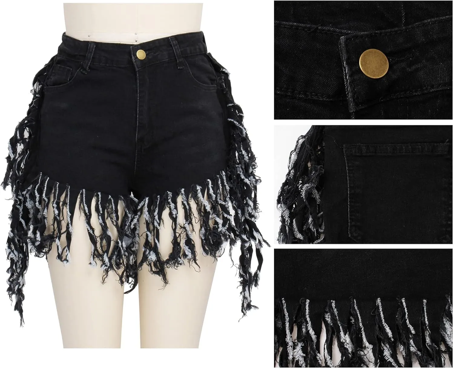 Jean Shorts for Women Frayed Raw Hem Ripped High Waisted Summer Denim Shorts