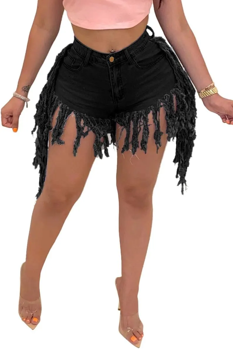 Jean Shorts for Women Frayed Raw Hem Ripped High Waisted Summer Denim Shorts