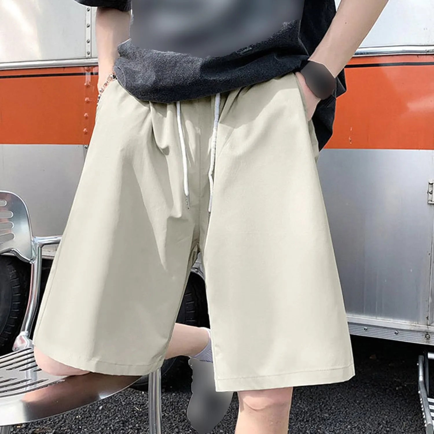 JEShifangjiusu Men's Running Solid Color Beach 5 Point Shorts Quick Dry Basketball Shorts Straight Casual Lightweight Shorts