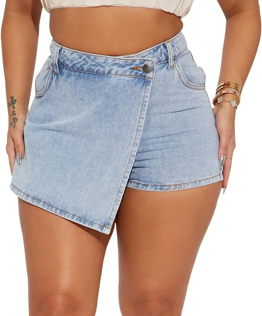 JTNFairy Women Casual High Waisted Denim Shorts Frayed Raw Hem Ripped Jeans Shorts