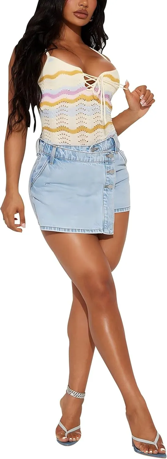 JTNFairy Women Casual High Waisted Denim Shorts Frayed Raw Hem Ripped Jeans Shorts