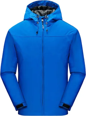 Kaerm Men's Drawstring Hooded Jacket Winter Long Sleeve Zipper Wind & Water-Resistant Pullover Rain Jacket Activewear
