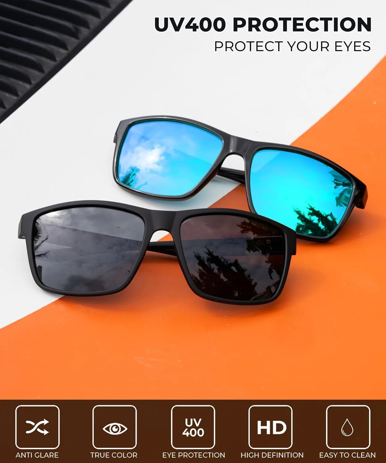 KALIYADI Polarized Sunglasses for Men and Women, Mens Sun Glasses with UV Protection for Driving Fishing Golf (3 Packs)
