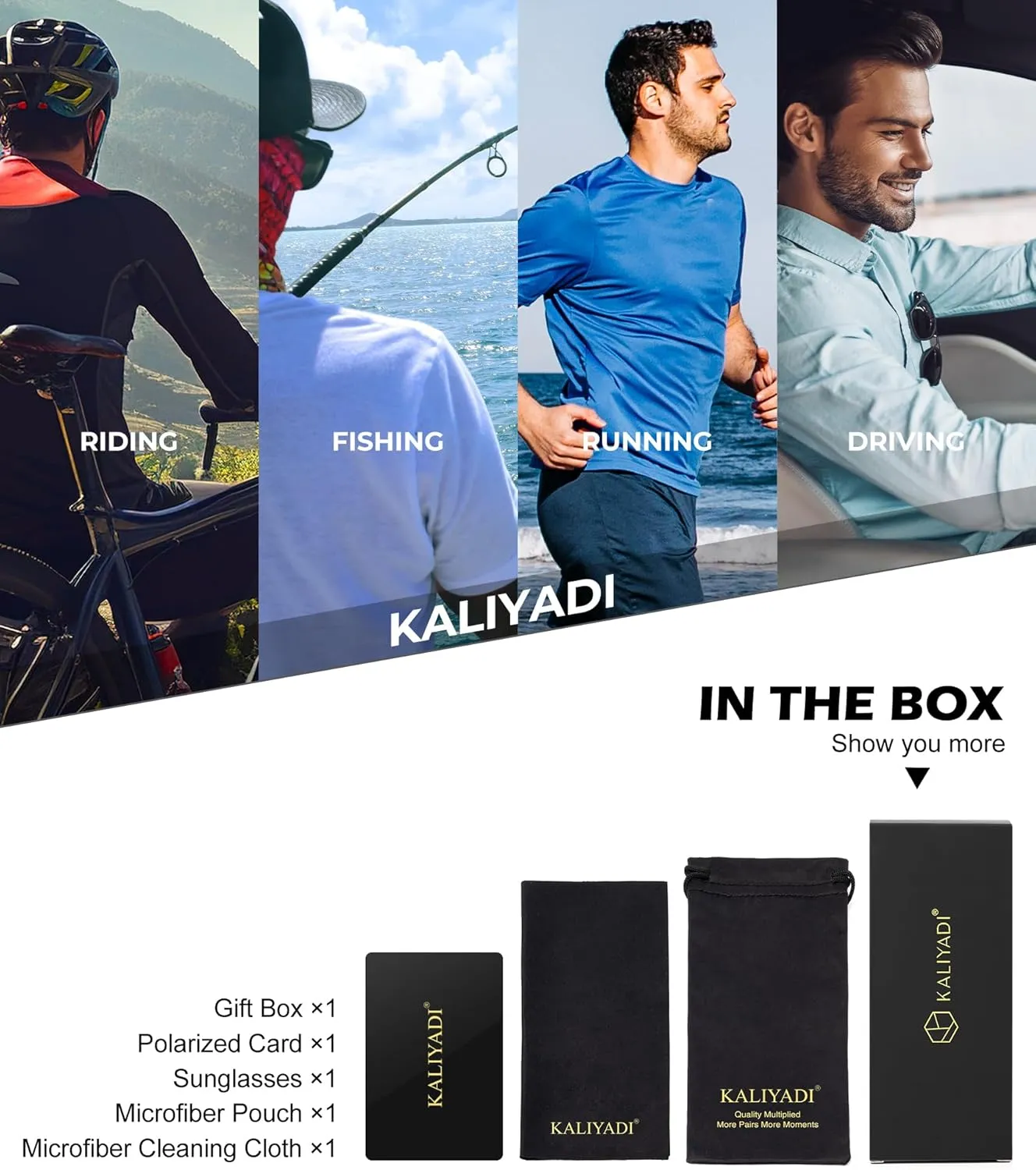 KALIYADI Polarized Sunglasses for Men and Women, Mens Sun Glasses with UV Protection for Driving Fishing Golf (3 Packs)
