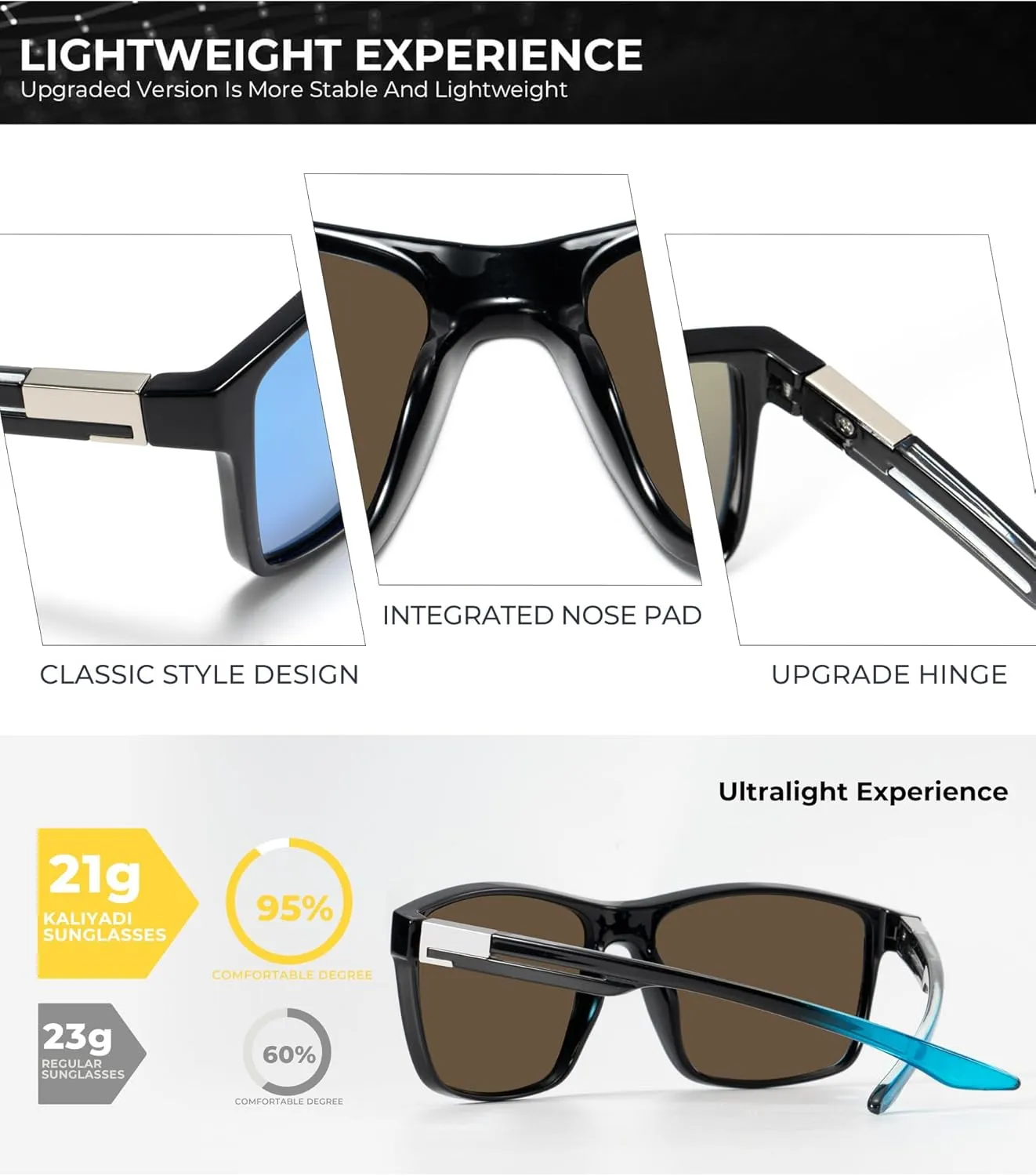 KALIYADI Polarized Sunglasses for Men and Women, Mens Sun Glasses with UV Protection for Driving Fishing Golf (3 Packs)