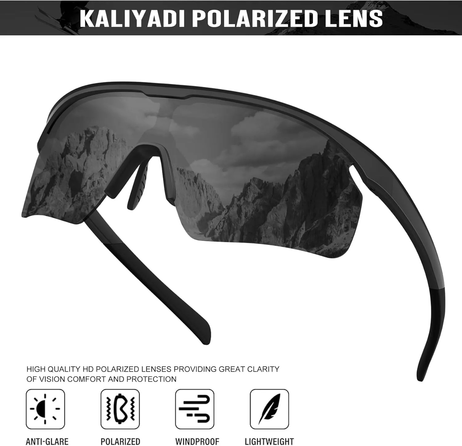 KALIYADI Polarized-Sunglasses-Men Mens-Sunglasses Sports Sun-Glasses: UV400 Protection for Fishing Golf Running