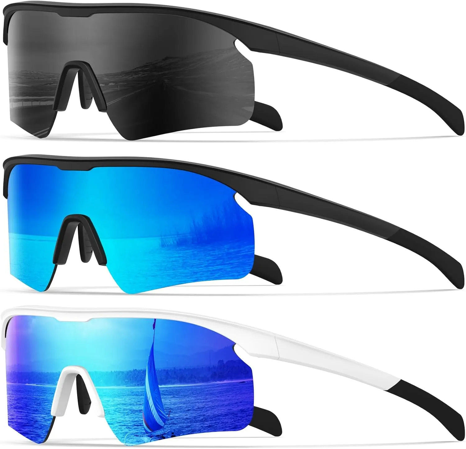 KALIYADI Polarized-Sunglasses-Men Mens-Sunglasses Sports Sun-Glasses: UV400 Protection for Fishing Golf Running