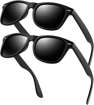 KANASTAL Polarized Sunglasses for Men Women with UV400 Protection Classic Square Sun Glasses Fashion Trendy Shades 2 Pack