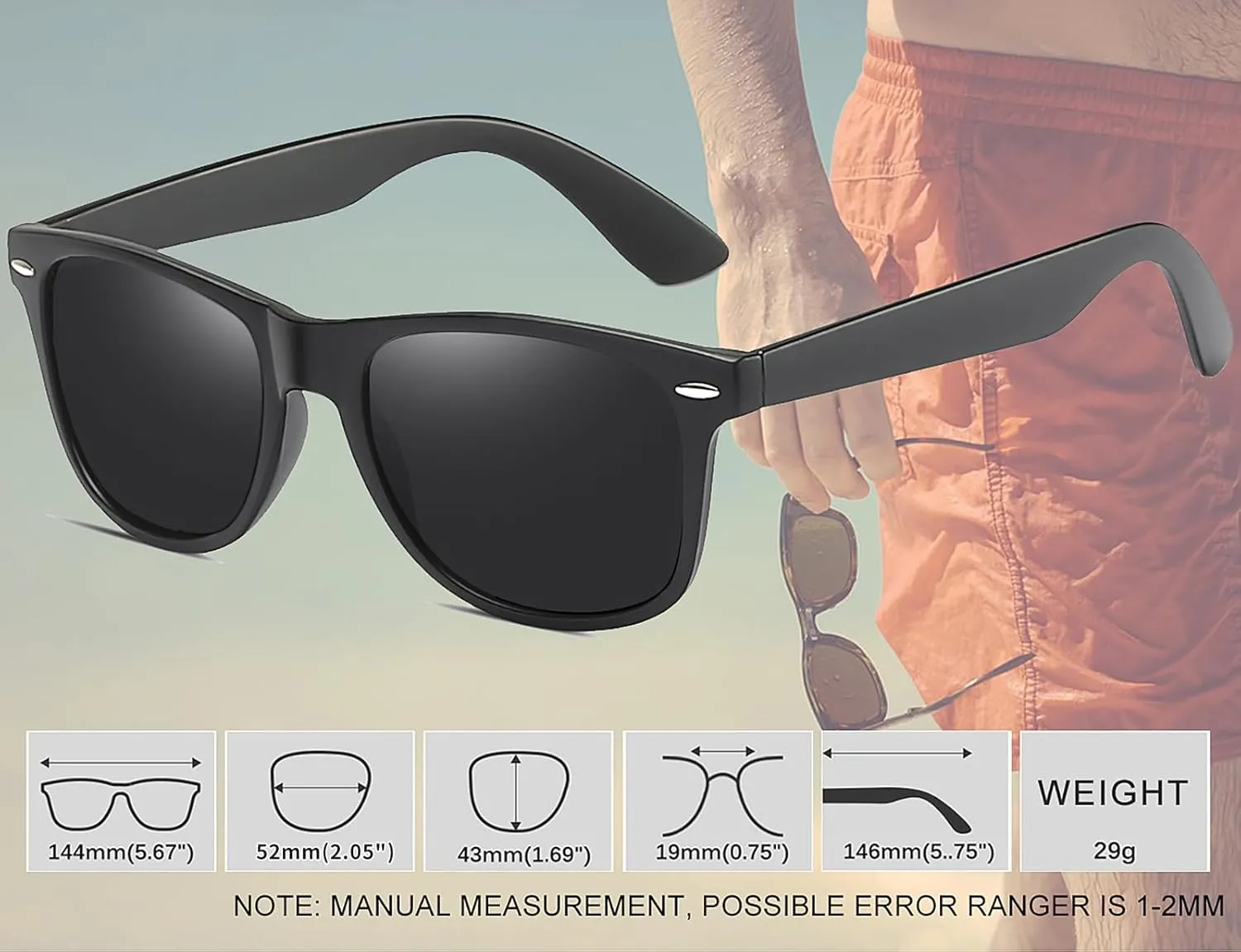 KANASTAL Polarized Sunglasses for Men Women with UV400 Protection Classic Square Sun Glasses Fashion Trendy Shades 2 Pack