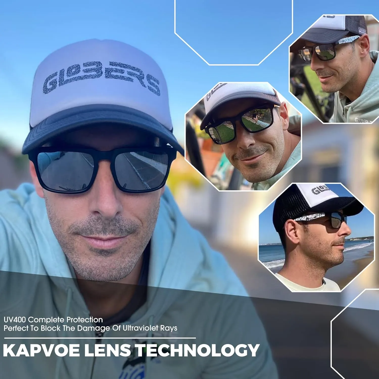 KAPVOE Polarized Sunglasses for Men Women Fashion Trendy Retro Sunglasses 100% UV Blocking Square Frame