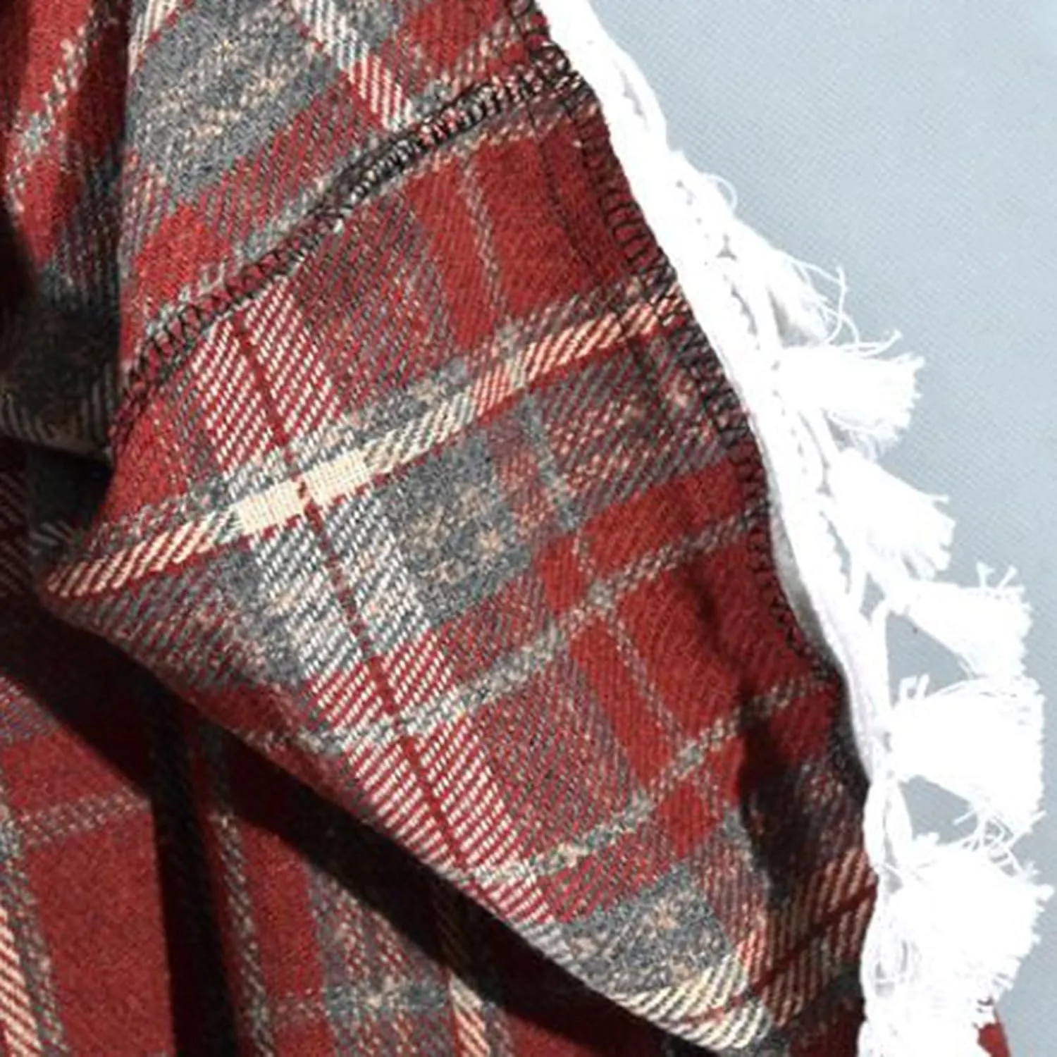 Lace Trim Plaid Skirt for Women Vintage Wool Blend Tiered Elastic Waist A-Line Skirts Ruffle Swing Midi Long Skirts