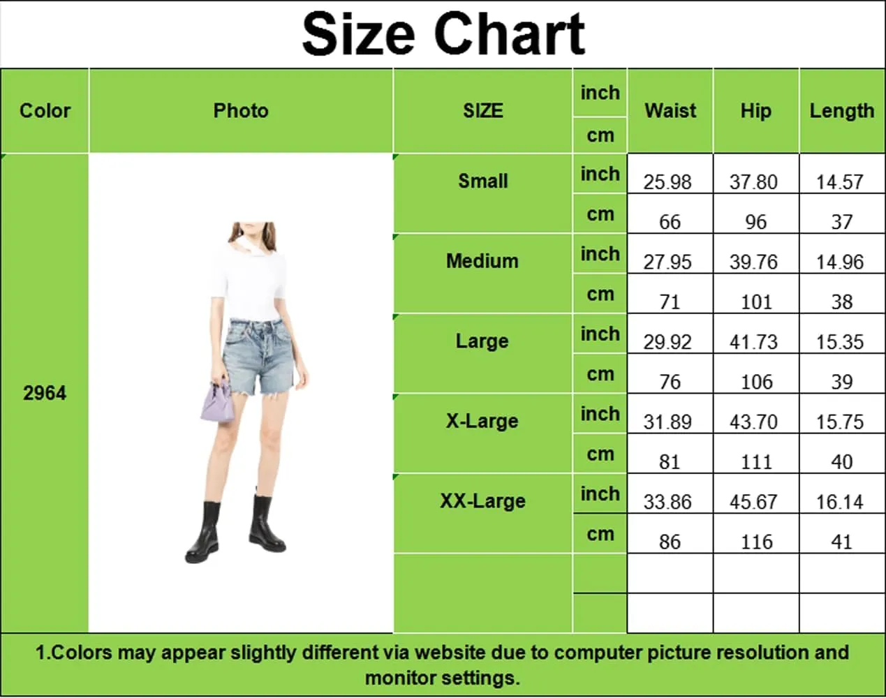 Lachmose Denim Shorts for Women Summer High Waisted Stretchy Frayed Raw Hem Jean Shorts