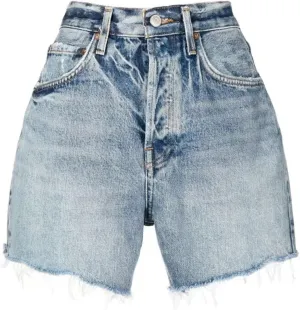 Lachmose Denim Shorts for Women Summer High Waisted Stretchy Frayed Raw Hem Jean Shorts