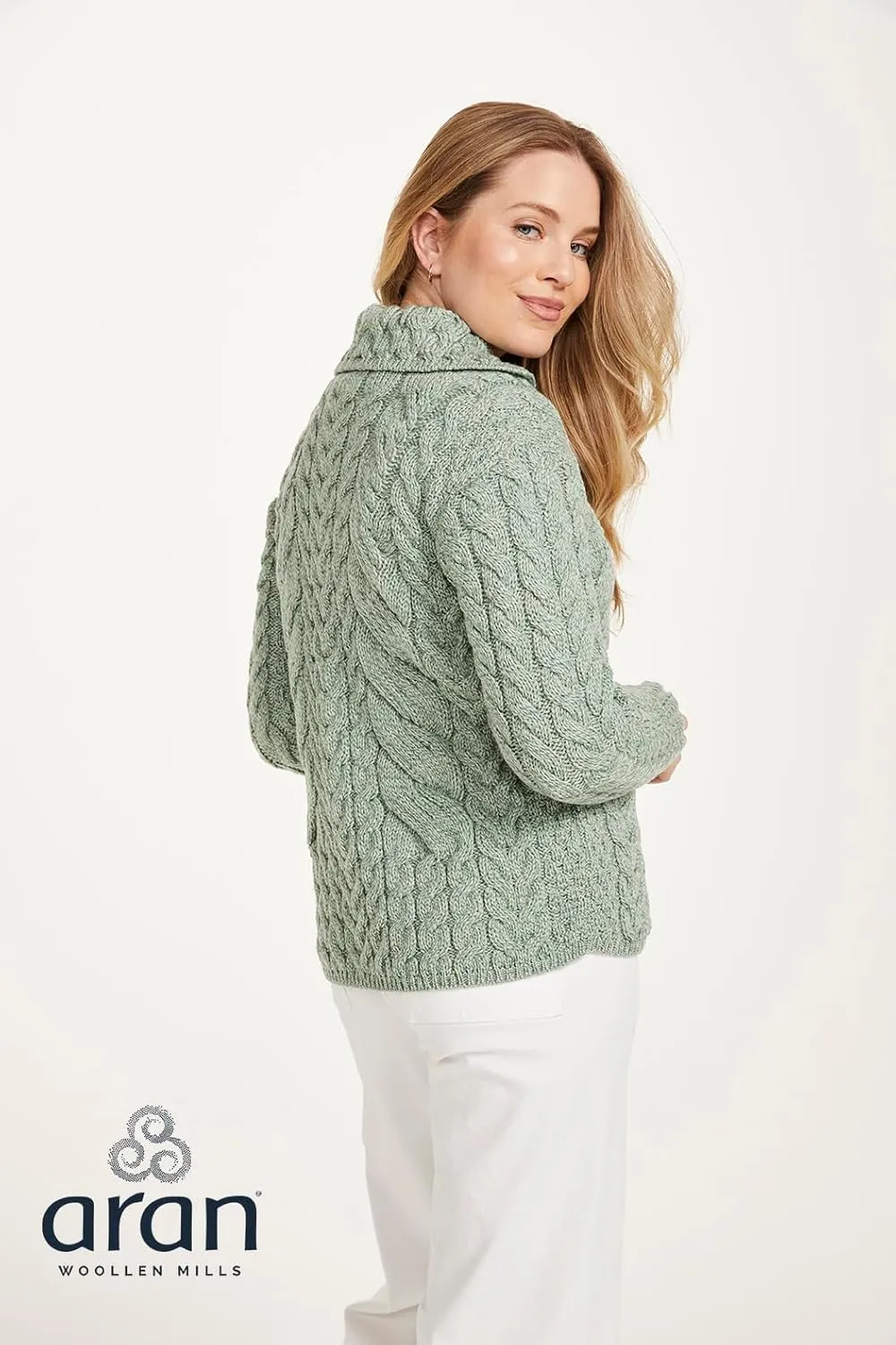 Ladies Buttoned Cabled Cardigan-L