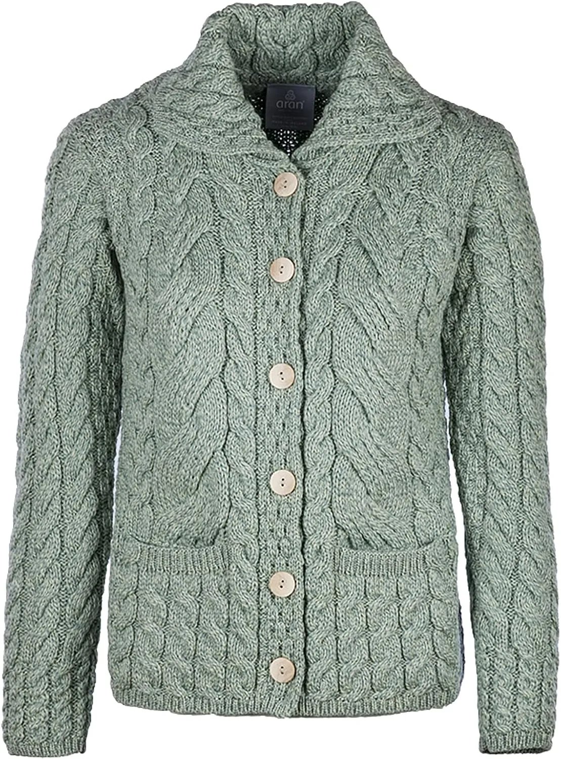 Ladies Buttoned Cabled Cardigan-L