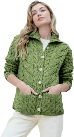 Ladies Buttoned Cabled Cardigan-L