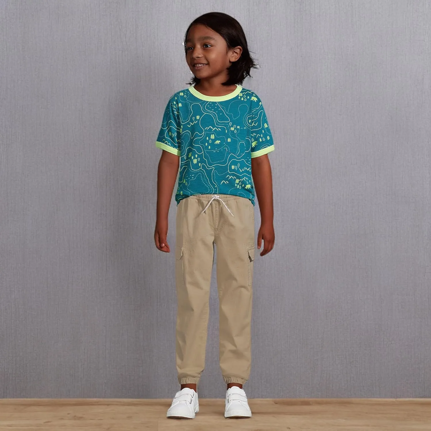 Lands' End Boys Iron Knee Pull On Pattern Stretch Woven Jogger