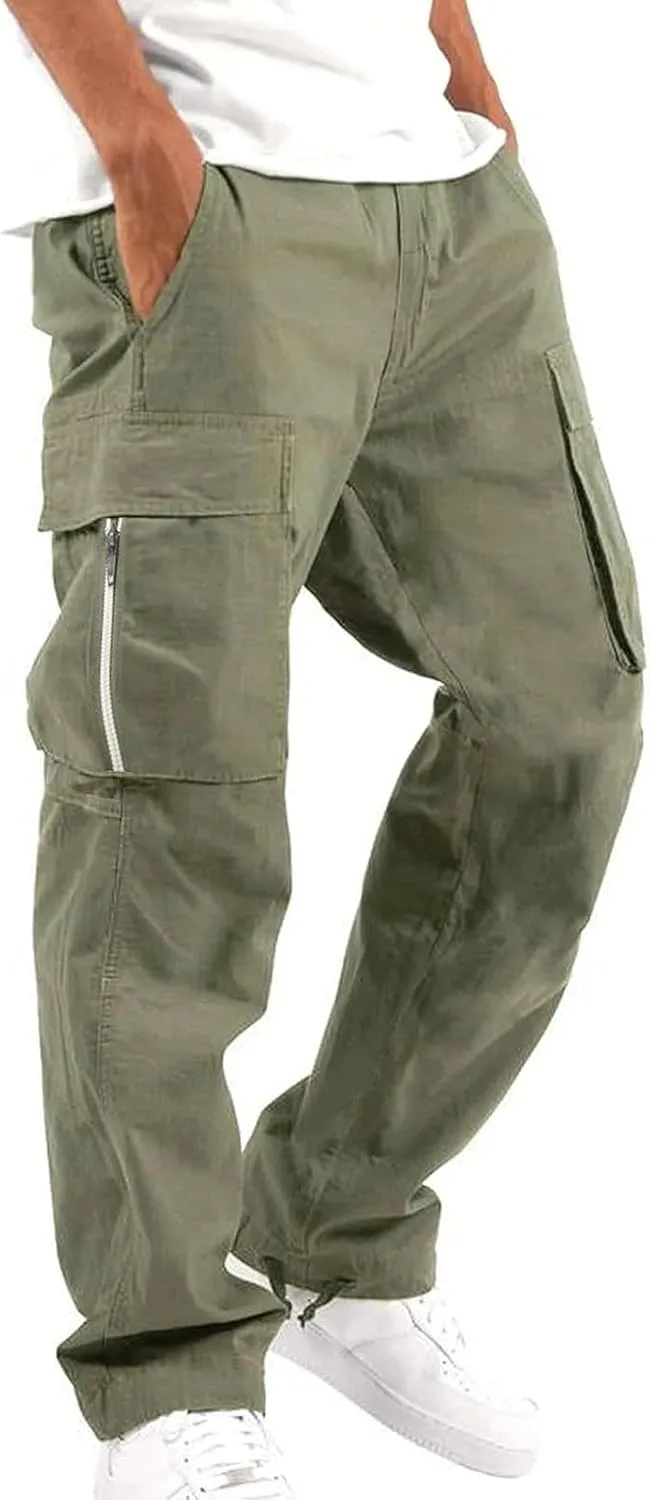 LCMTWX Sweatpants for Men Color Sports Hat Multi Woven Pocket Foot Rope Solid Pants Street Drawstring Sweatpants with