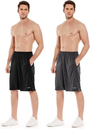 LEAO Men's Basketball Shorts with Zipper Pockets Quick Dry Loose-fit Sports Workout Running Shorts