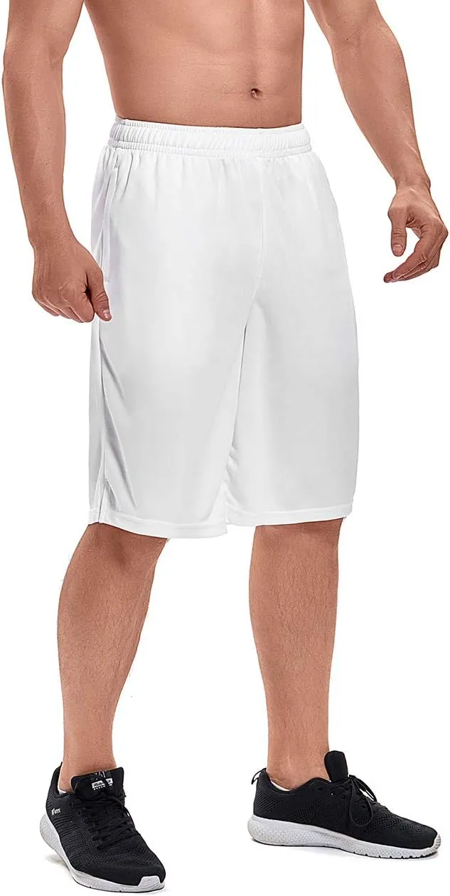 LEAO Men's Basketball Shorts with Zipper Pockets Quick Dry Loose-fit Sports Workout Running Shorts