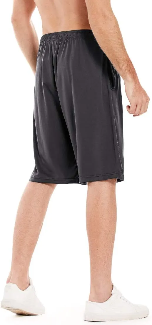 LEAO Men's Basketball Shorts with Zipper Pockets Quick Dry Loose-fit Sports Workout Running Shorts