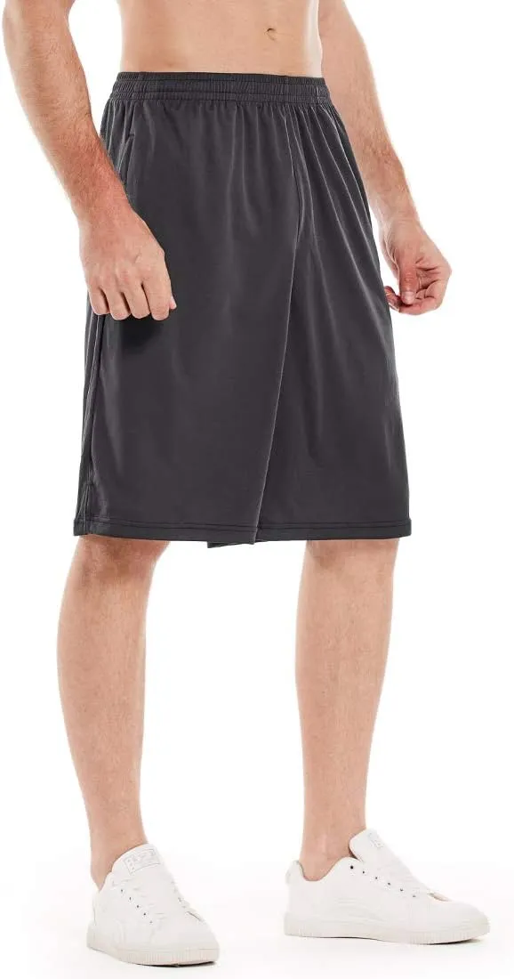 LEAO Men's Basketball Shorts with Zipper Pockets Quick Dry Loose-fit Sports Workout Running Shorts