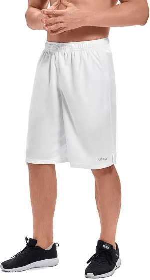 LEAO Men's Basketball Shorts with Zipper Pockets Quick Dry Loose-fit Sports Workout Running Shorts