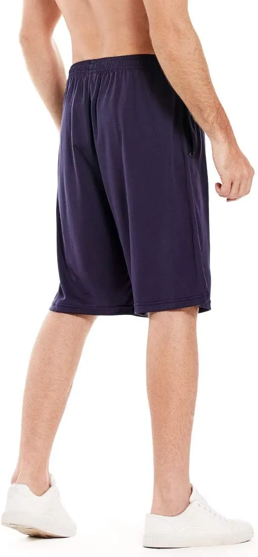 LEAO Men's Basketball Shorts with Zipper Pockets Quick Dry Loose-fit Sports Workout Running Shorts