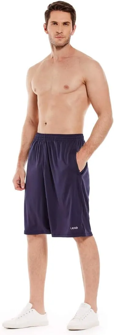 LEAO Men's Basketball Shorts with Zipper Pockets Quick Dry Loose-fit Sports Workout Running Shorts