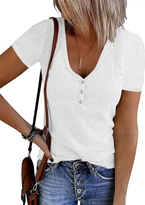 lime flare Women Summer Ribbed Knit T Shirt Tee Tops Casual Dressy Rib Tshirt Tunic